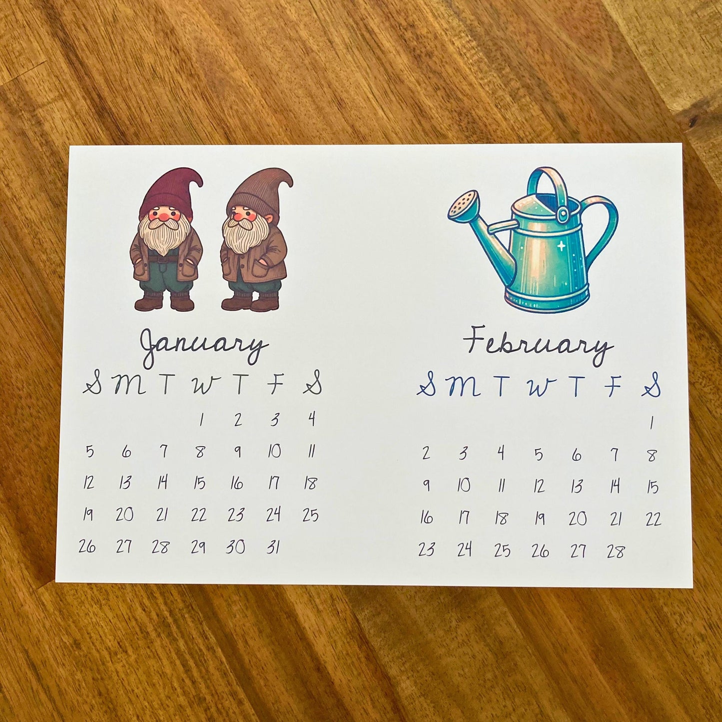2025 Gardening-Themed Calendar Printable – A5 Monthly Design for Tracking Days – Digital Download, Sunday Start, No Holidays