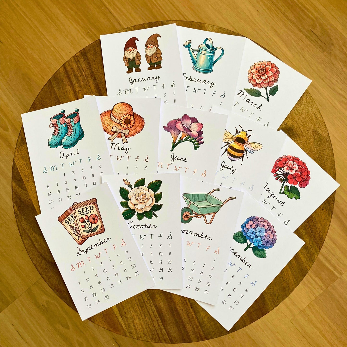 2025 Gardening-Themed Calendar Printable – A5 Monthly Design for Tracking Days – Digital Download, Sunday Start, No Holidays