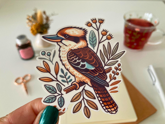 Kookaburra sticker, Australian bird sticker, cute bird sticker, vinyl sticker,  native bird sticker, nature sticker, wildlife sticker
