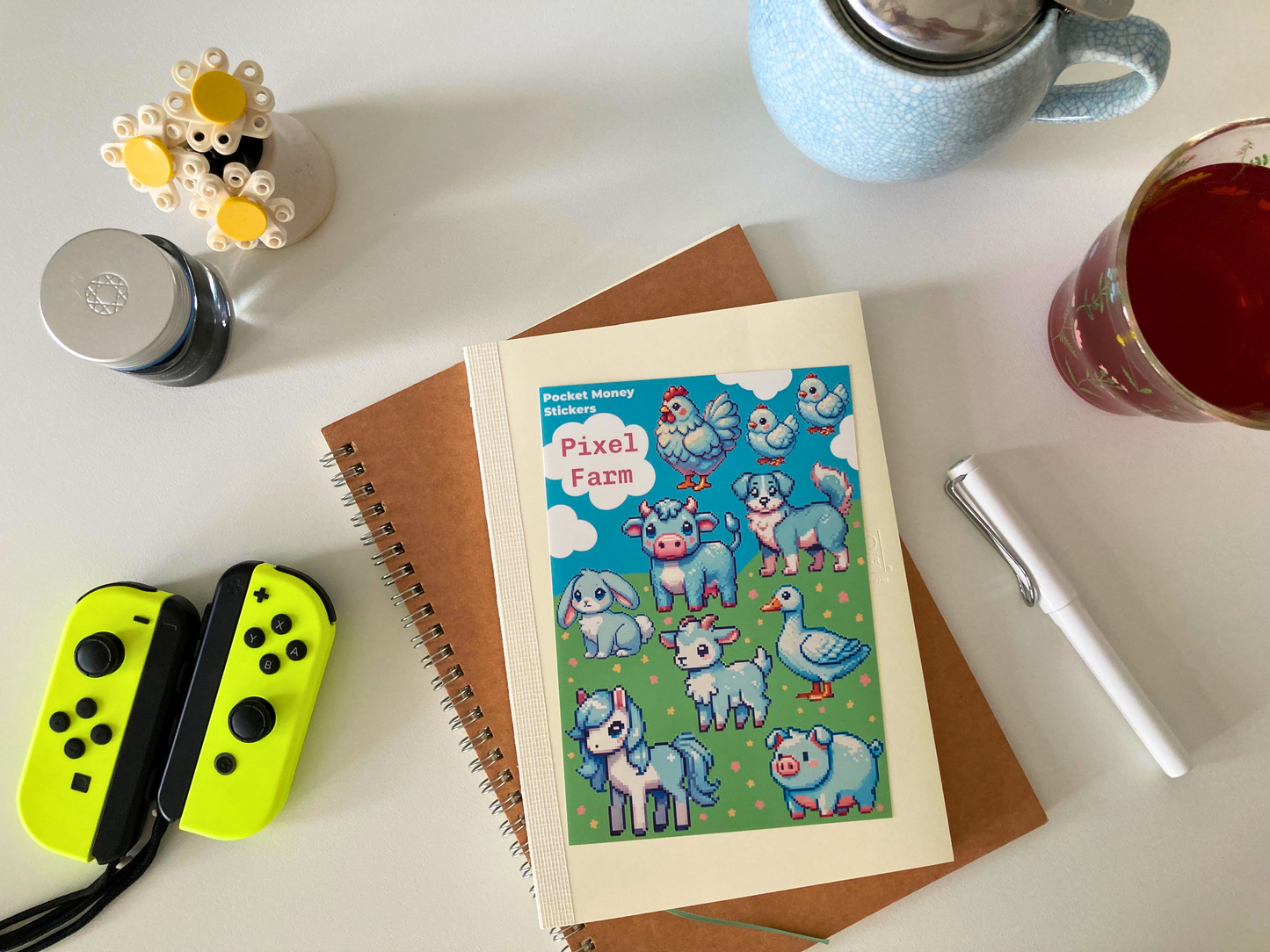 Pixel Farm animal sticker sheet, farm stickers, inspired by Stardew Valley, cosy game stickers, sticker sheet