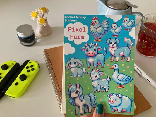 Pixel Farm animal sticker sheet, farm stickers, inspired by Stardew Valley, cosy game stickers, sticker sheet