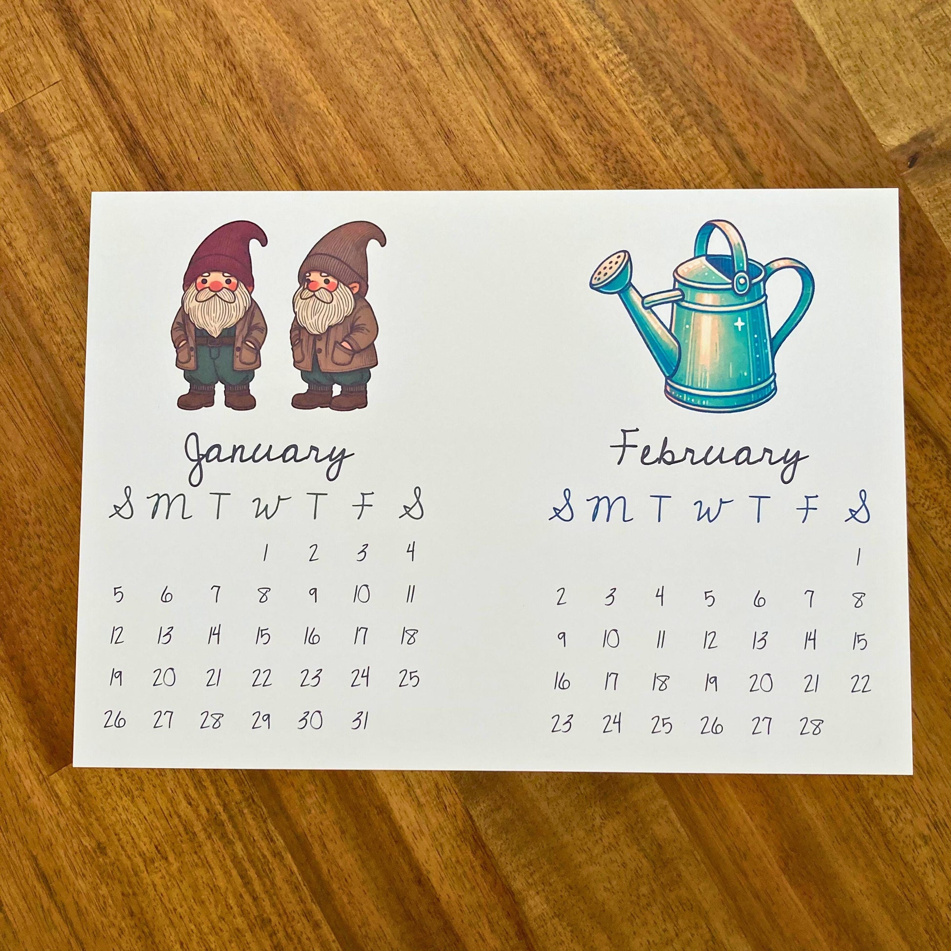 2025 Gardening-Themed Calendar Printable – A5 Monthly Design for Tracking Days – Digital Download, Sunday Start, No Holidays