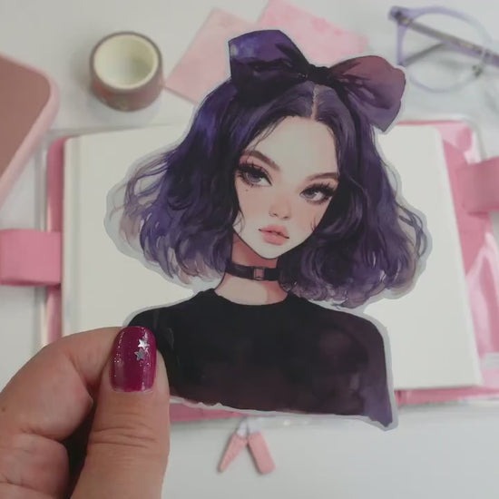 Gothic Anime Girl Sticker - Dark Aesthetic Kawaii Art Decal