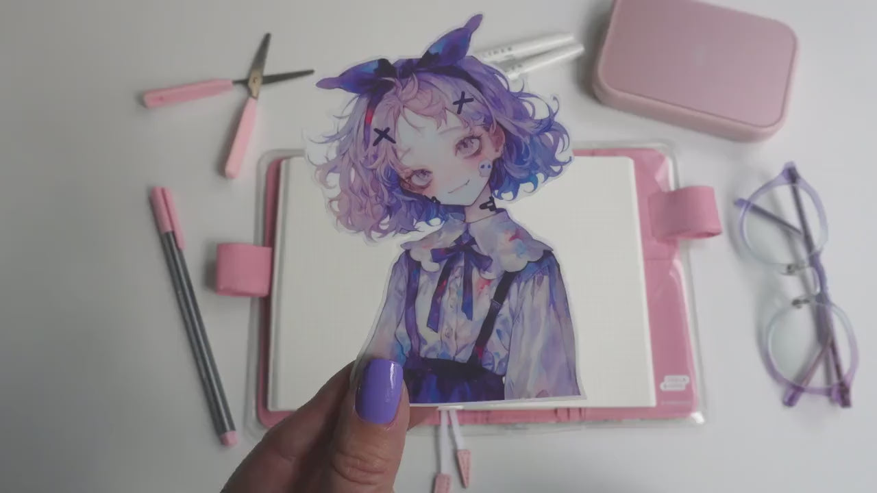 Cute Vampire Girl Sticker – Gothic Pastel Spooky Aesthetic for Halloween Decor, Journals, and Laptops