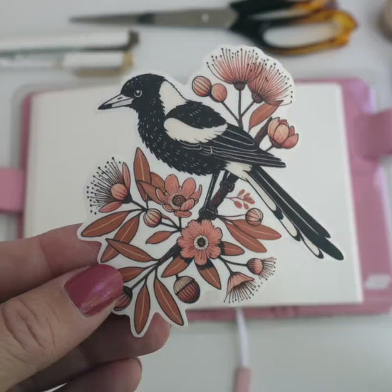 Australian Magpie Sticker – Classic Native Bird, Elegant Wildlife Décor for Laptops & Journals
