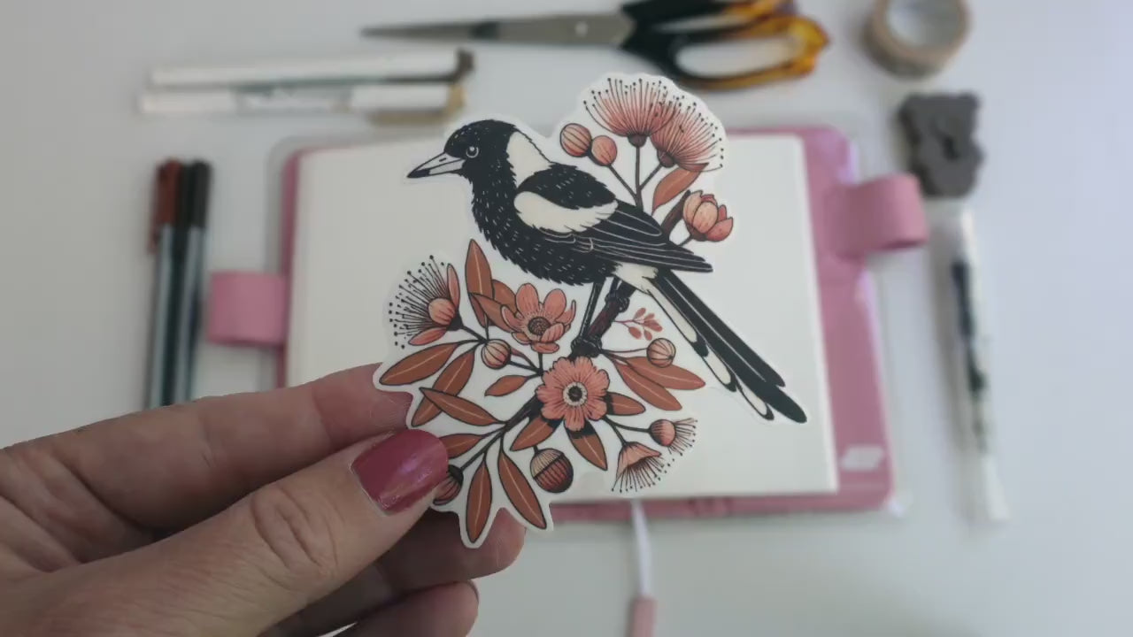 Australian Magpie Sticker – Classic Native Bird, Elegant Wildlife Décor for Laptops & Journals