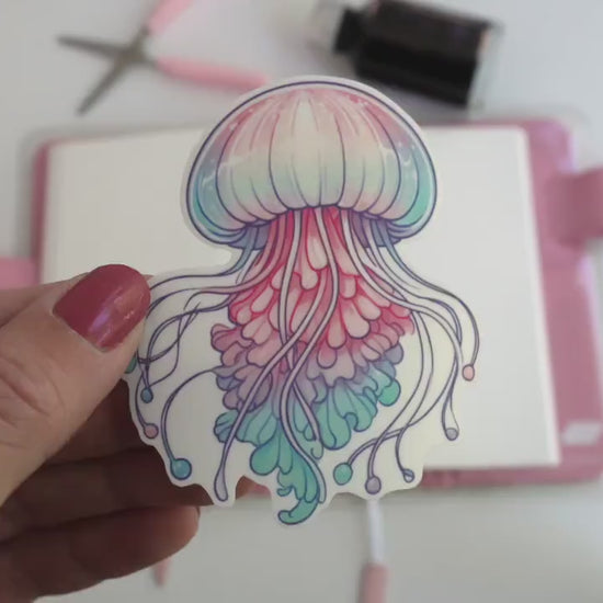 Dreamy Pastel Jellyfish Sticker – Ocean Glow Aquarium Aesthetic, Cute & Colorful Marine Life Décor