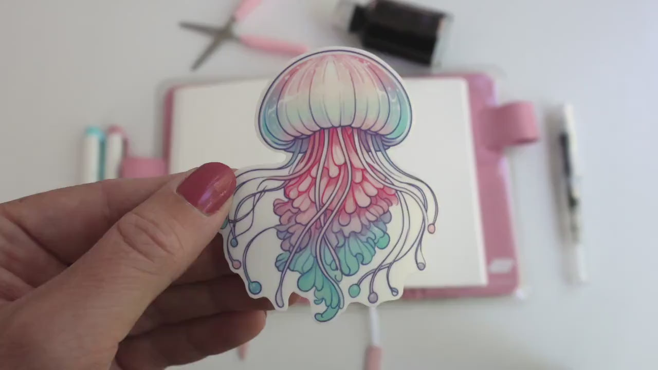 Dreamy Pastel Jellyfish Sticker – Ocean Glow Aquarium Aesthetic, Cute & Colorful Marine Life Décor