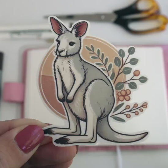 Cute Kangaroo Sticker – Australian Native Wildlife, Cozy Outback Décor for Laptops & Water Bottles