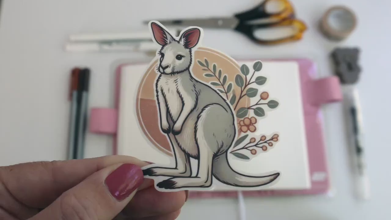 Cute Kangaroo Sticker – Australian Native Wildlife, Cozy Outback Décor for Laptops & Water Bottles