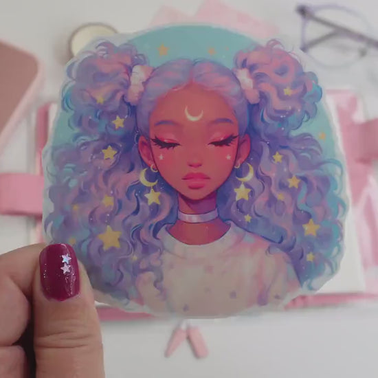 Celestial Pastel Goth Sticker - Moon & Stars Kawaii Aesthetic