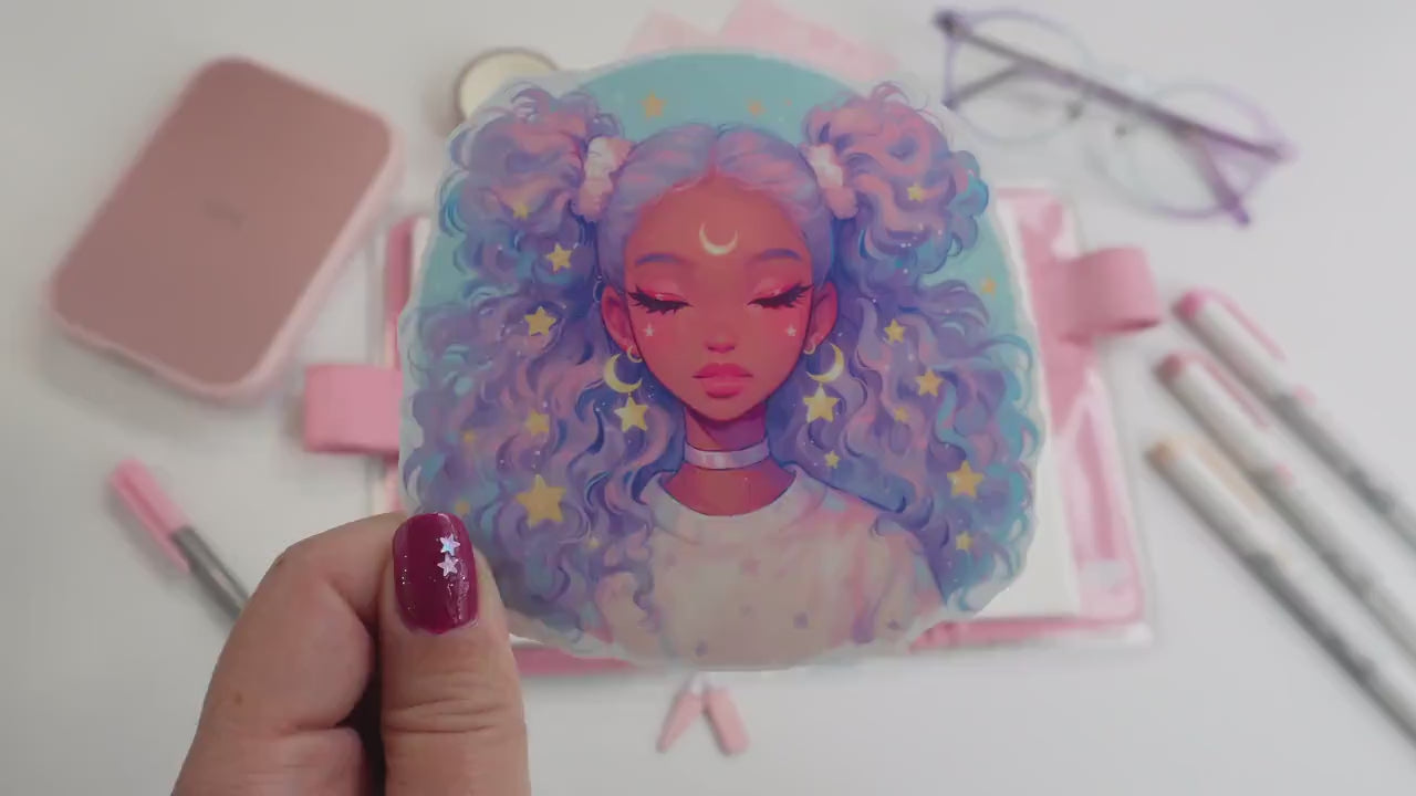 Celestial Pastel Goth Sticker - Moon & Stars Kawaii Aesthetic