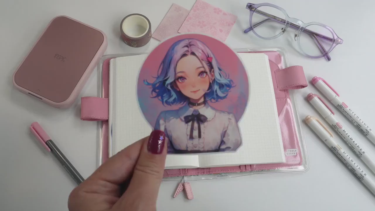 Full Moon Kawaii Aesthetic - Pastel Anime Girl Sticker