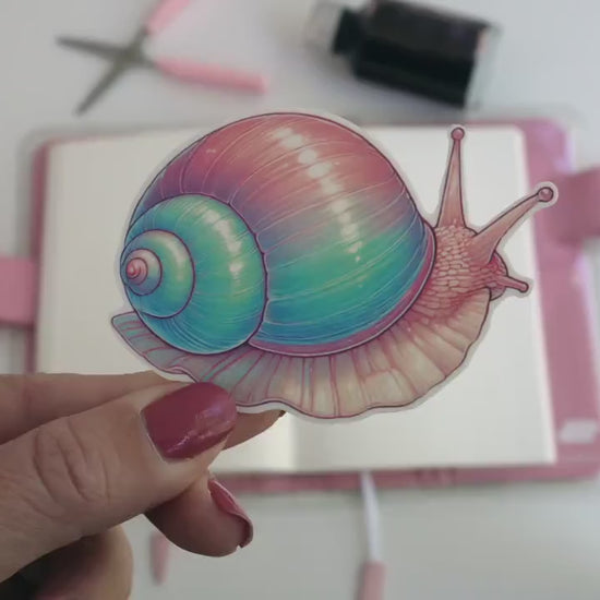 Pastel Snail Sticker – Cute Colorful Shell, Whimsical Ocean-Themed Décor for Laptops & Journals
