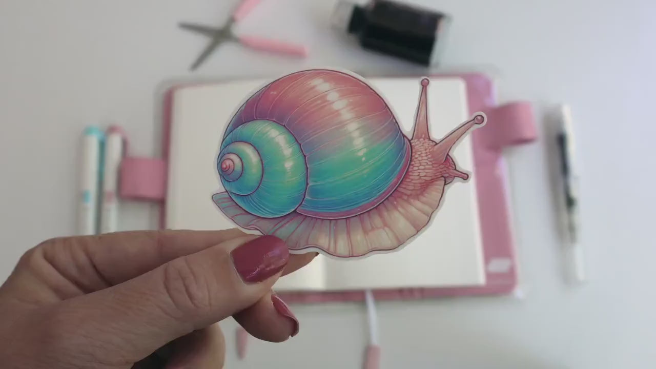 Pastel Snail Sticker – Cute Colorful Shell, Whimsical Ocean-Themed Décor for Laptops & Journals