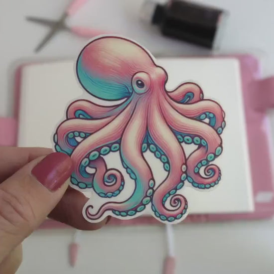 Pastel Octopus Sticker – Cute Tentacle Sea Creature, Colorful Ocean-Themed Décor for Laptops & Water Bottles